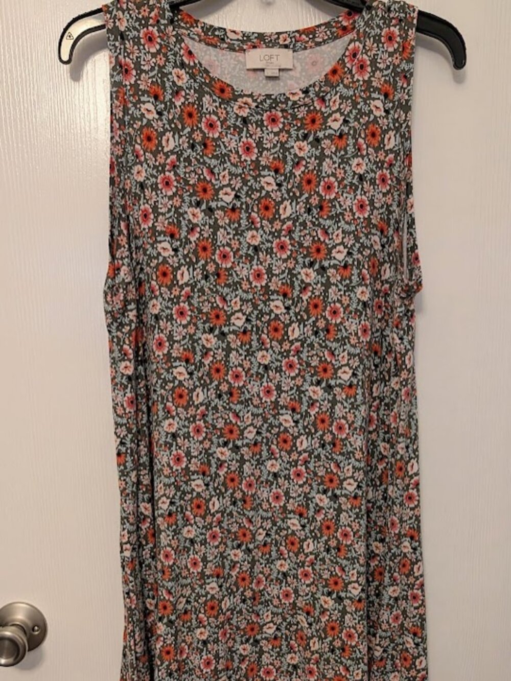 Loft green floral sleeveless dress Size L
